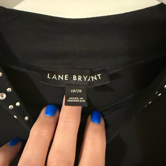 Lane Bryant Black Long Sleeve Top with Embellished Neckline, Size 18/20 - Picture 3 of 5